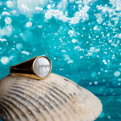 Iridescent Mother of Pearl Statement Ring
