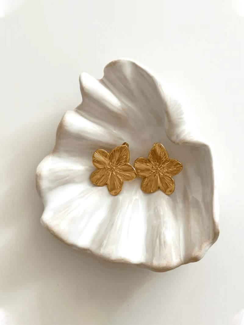 Lea Floral Statement Earrings - Gold Plated