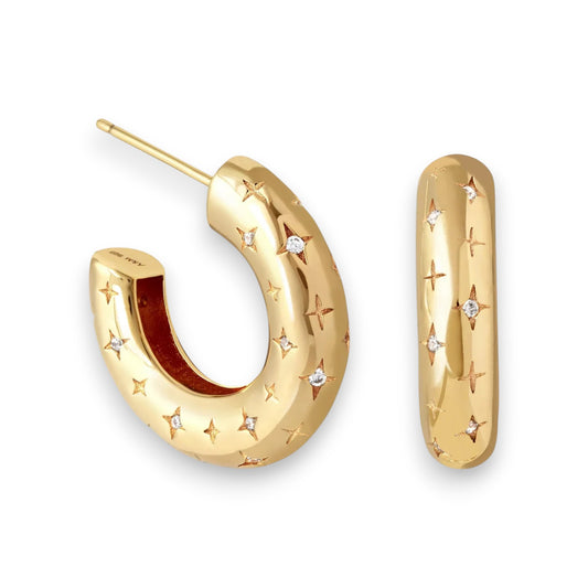 Cosmic Hoop Earrings | Gold 16k