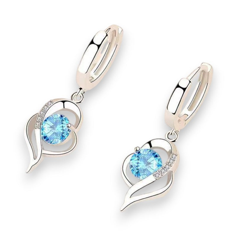 Eclipse Heart Drop Earrings | White Gold 18k
