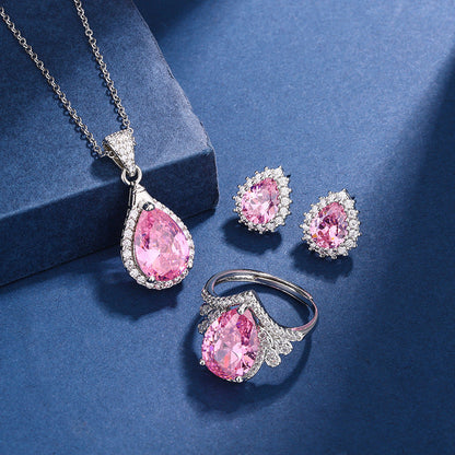 Aria Teardrop Pink Set | White Gold 16k