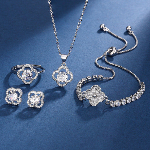 Aria Clover Charm Set | White Gold 16k