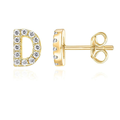 Initial Earring 1pc | White Gold 16k