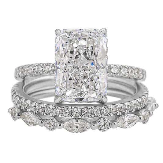 Jaily 3PC Wedding Ring Set | White Gold 18k