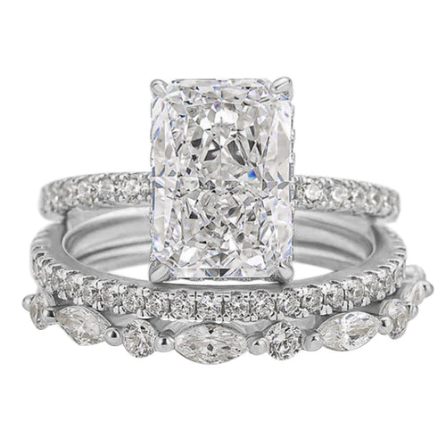 Jaily 3PC Wedding Ring Set | White Gold 18k