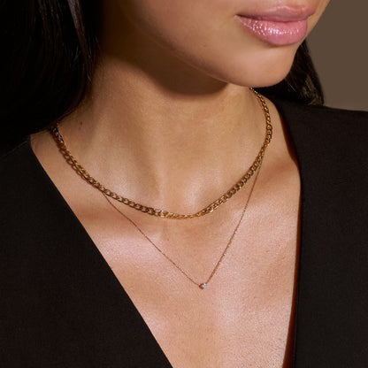 Flat Link Curb Chain Necklace | Gold 16k