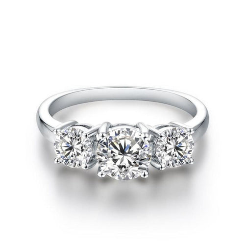 Clare Triple Stone Ring | White gold 16k