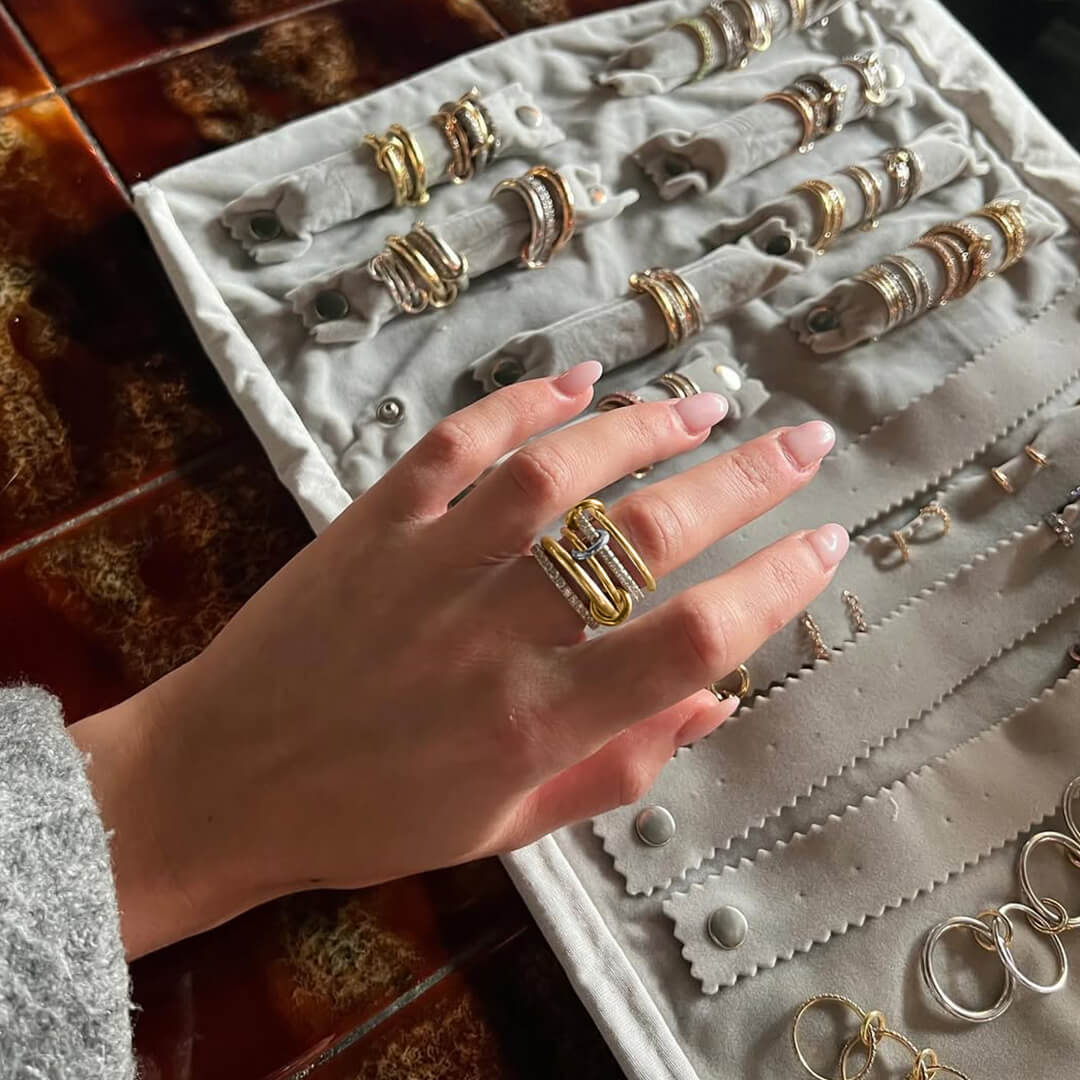 Ophelie Luxe Gemstone Stacked Ring - Five Bands