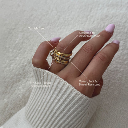 Paloma Glamour Rhinestone Stacked Ring