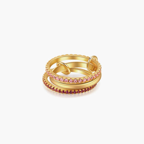 Pink Rhinestone Stacked Ring - Kora Jewelry