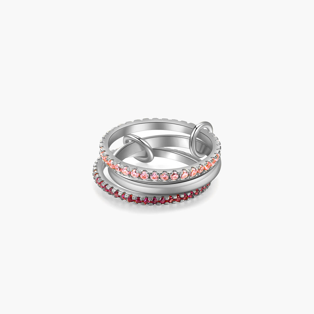 Pink Rhinestone Stacked Ring - Kora Jewelry