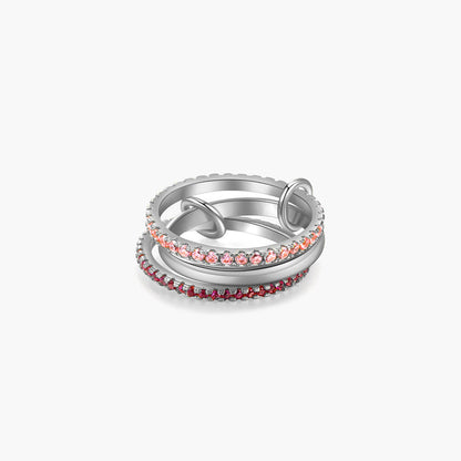 Pink Rhinestone Stacked Ring - Kora Jewelry