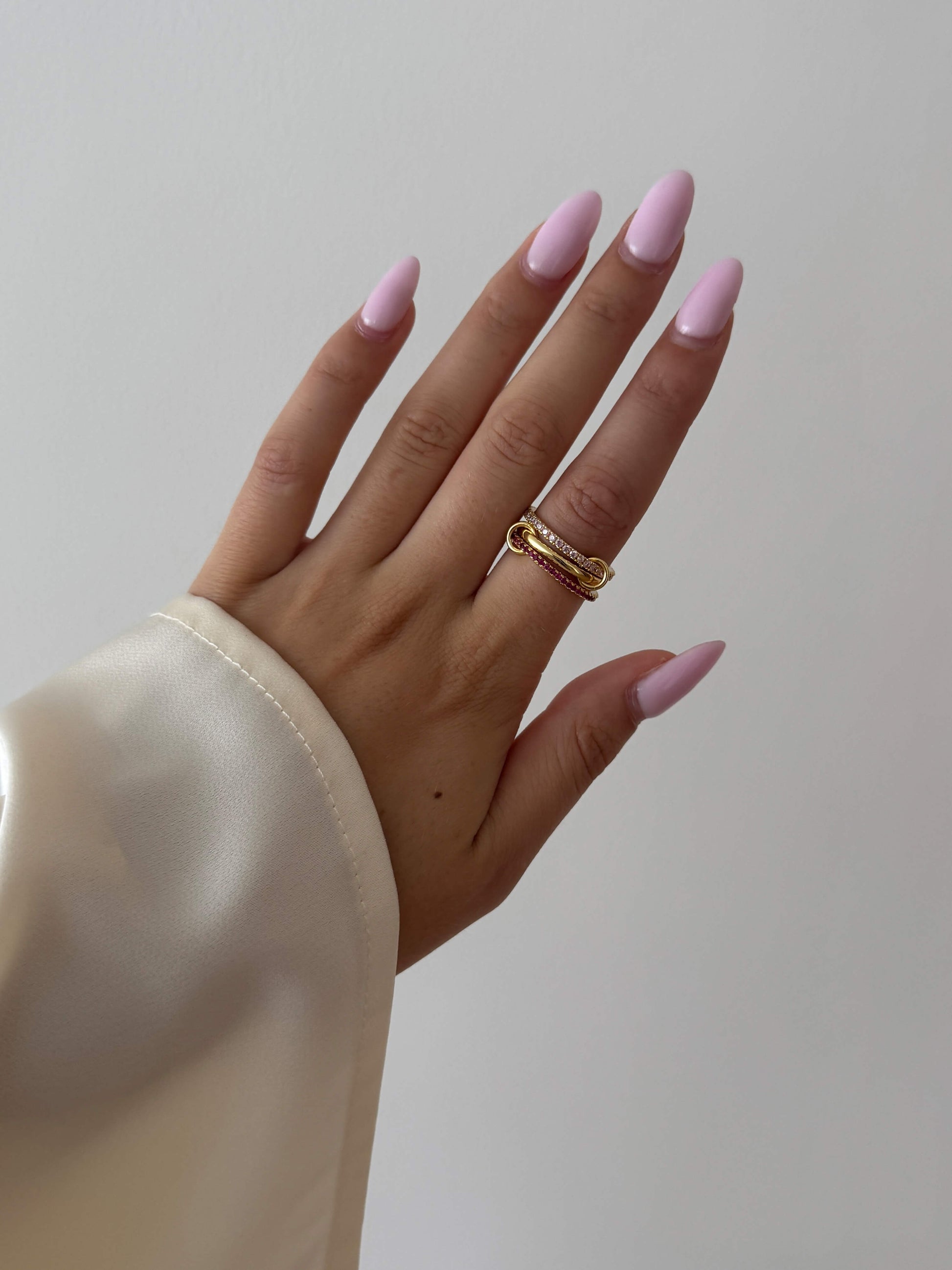 Pink Rhinestone Stacked Ring - Kora Jewelry