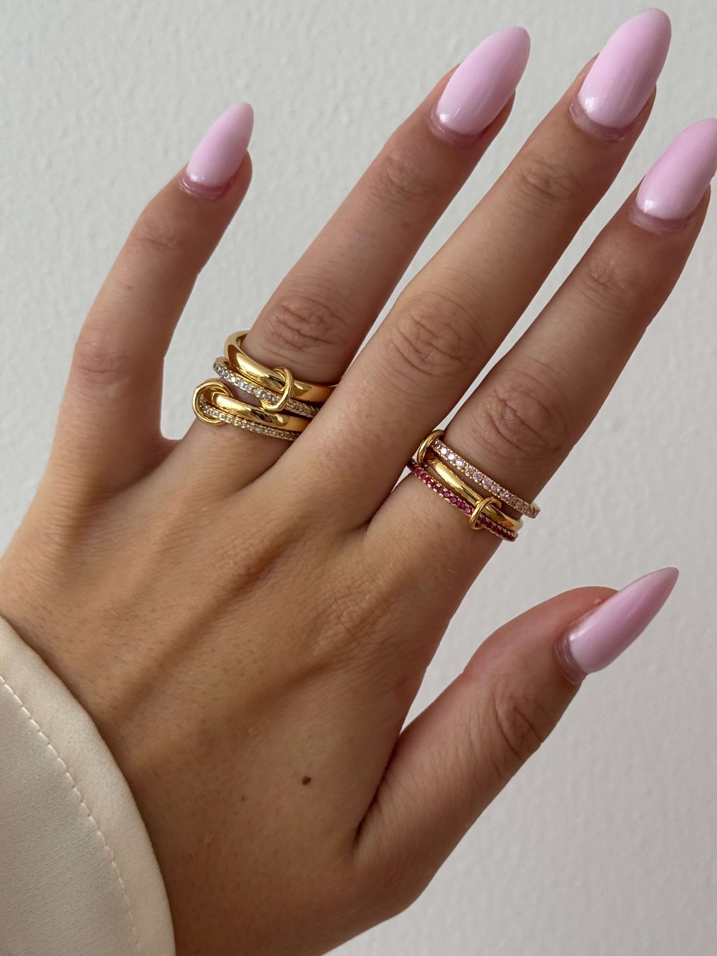 Pink Rhinestone Stacked Ring - Kora Jewelry