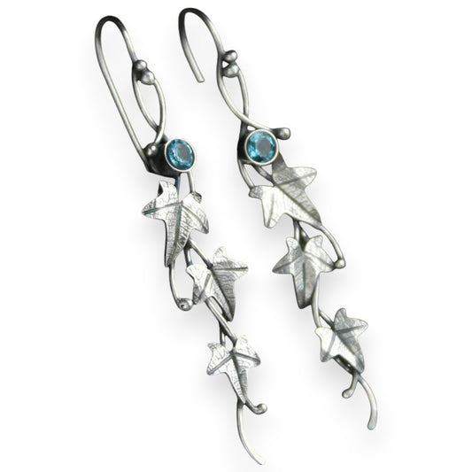 Antique Leaf Elf Earrings | White Gold 16k