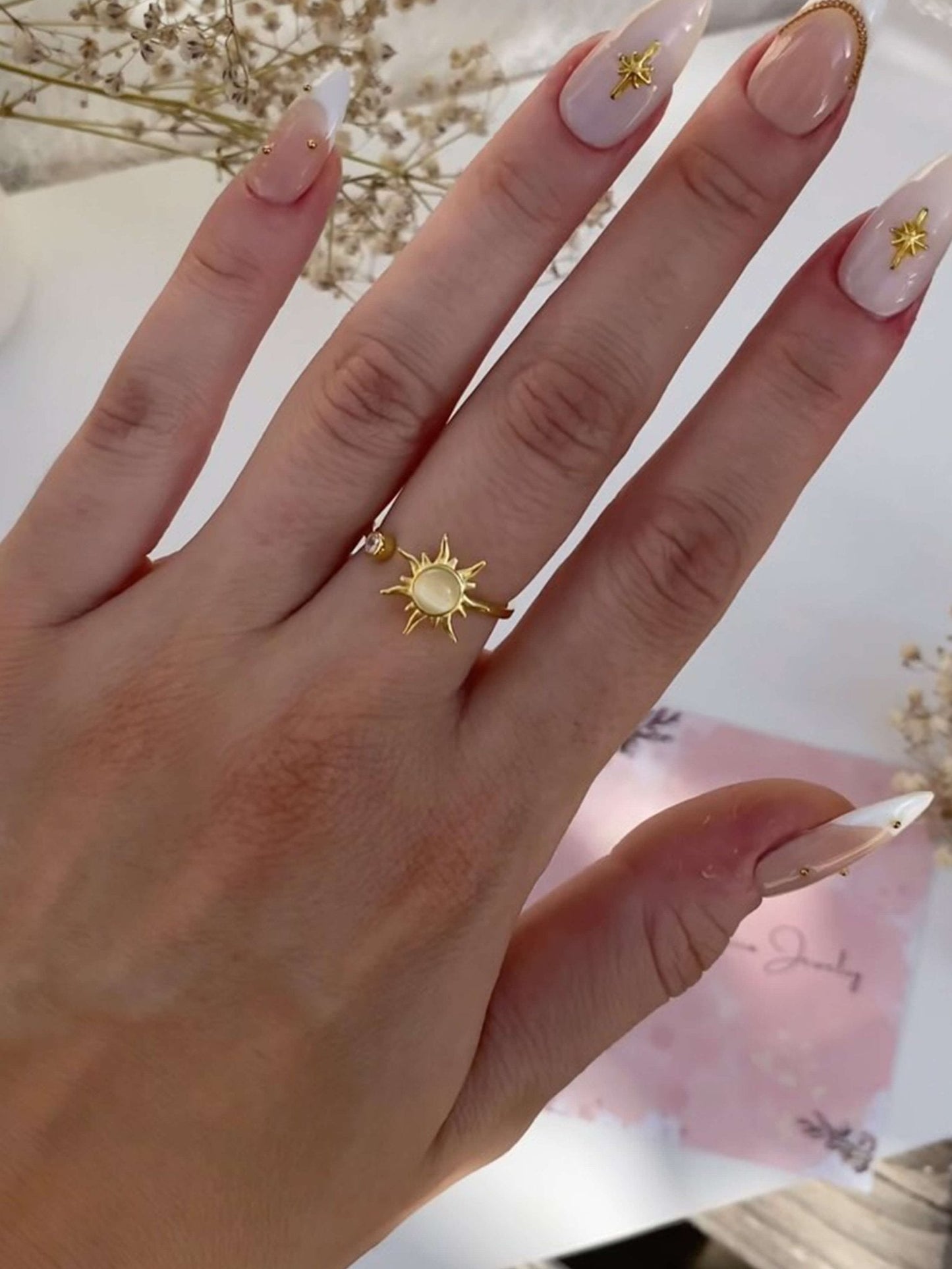 Sun Anxiety Spinner Ring Gold Plated