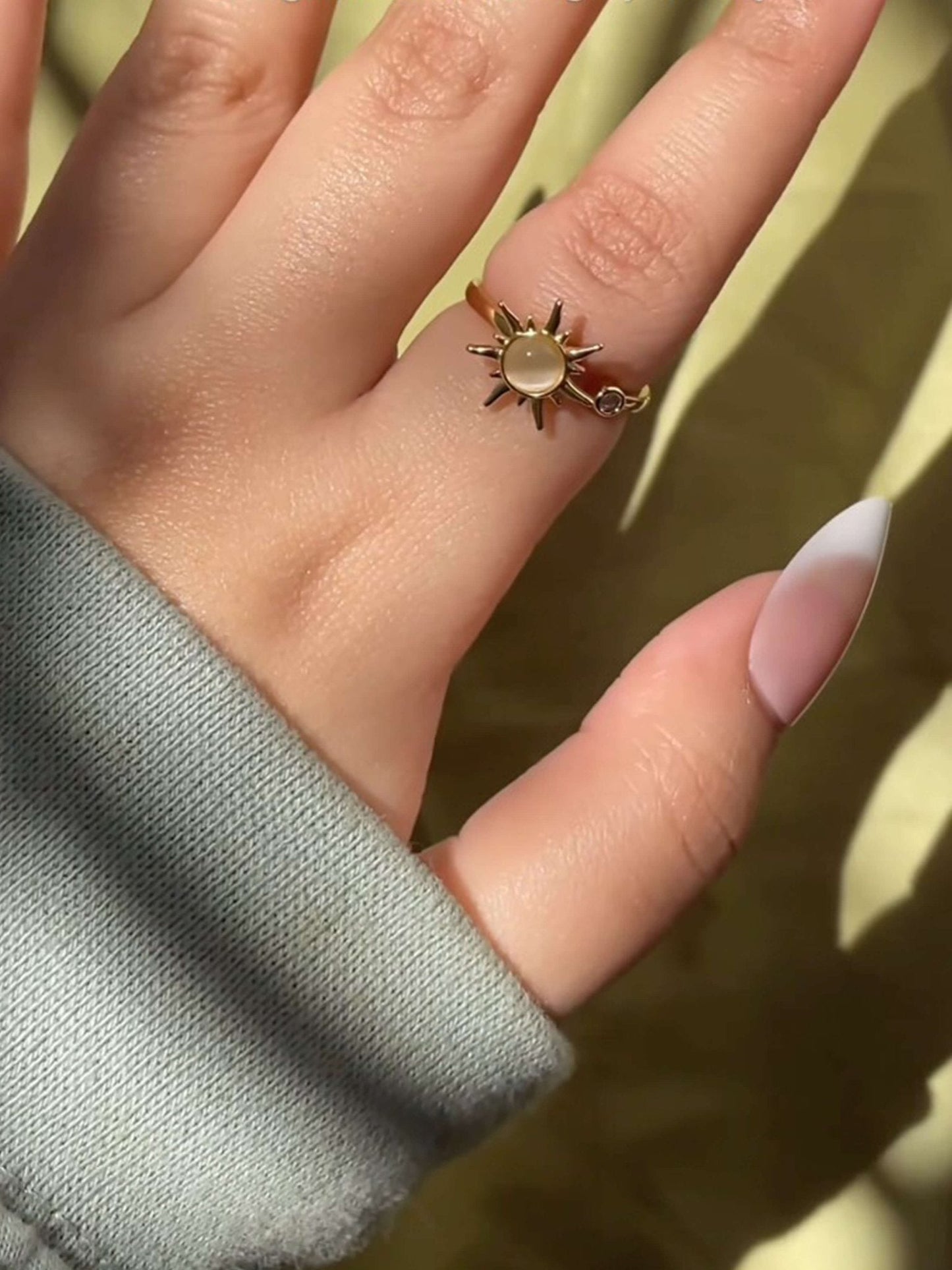 Sun Anxiety Spinner Ring Gold Plated