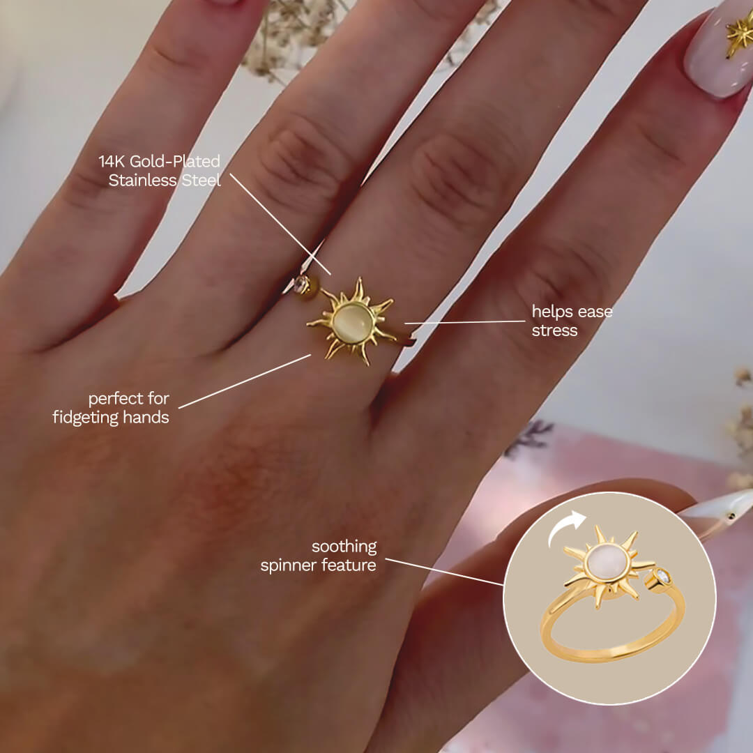 Sun Anxiety Spinner Ring Gold Plated