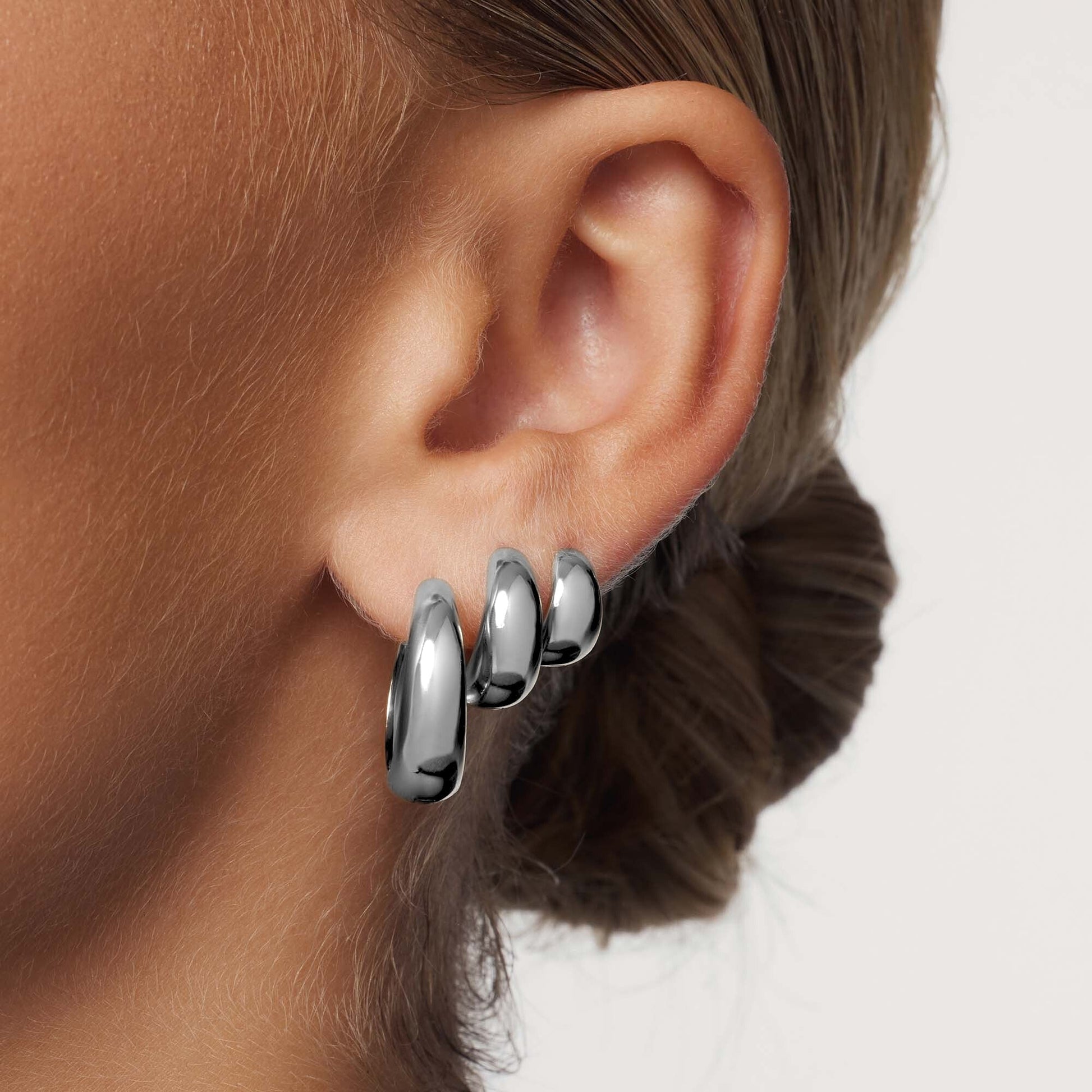 Rue Statement Hoops | White Gold 18k