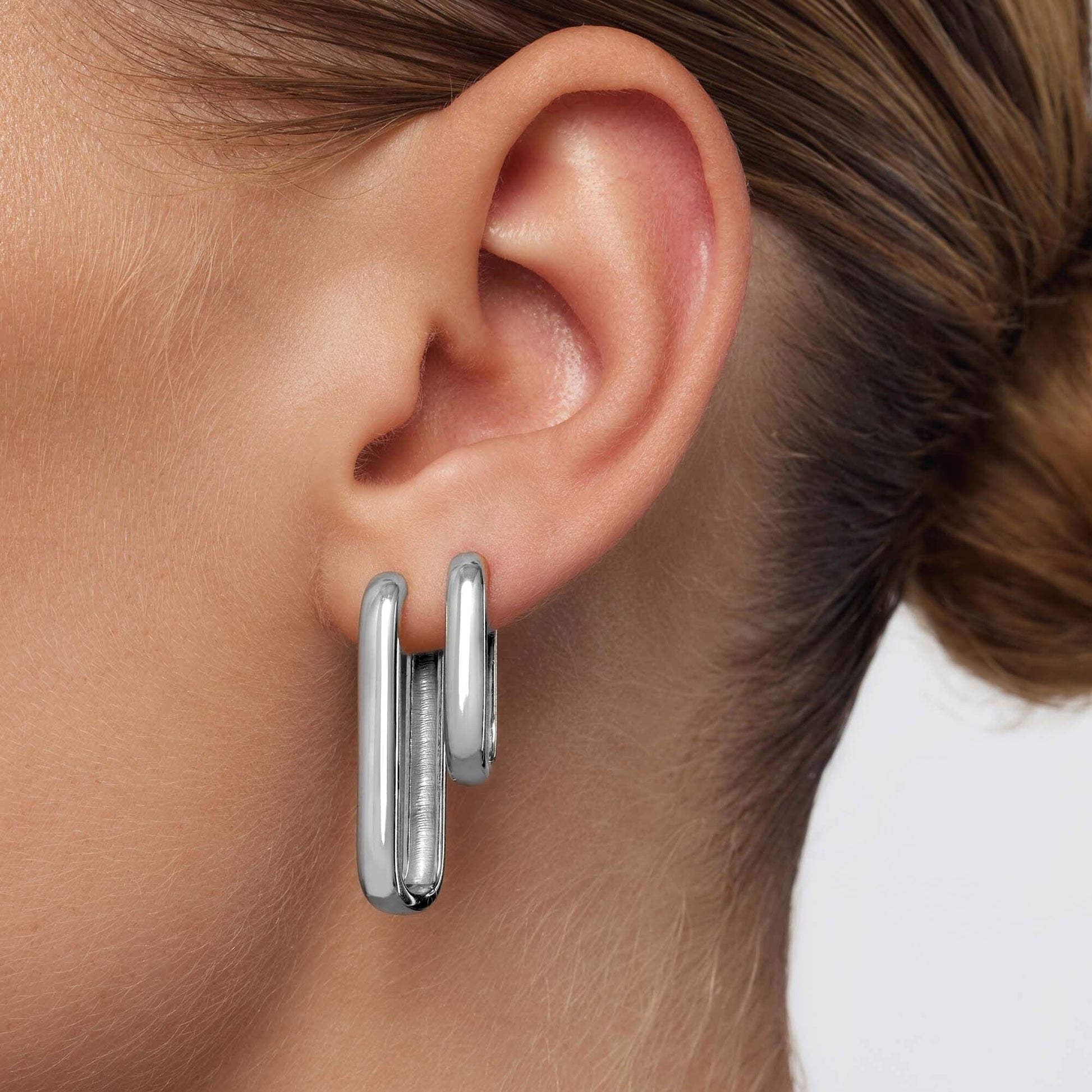 Large Icon Hoops | White Gold 18k