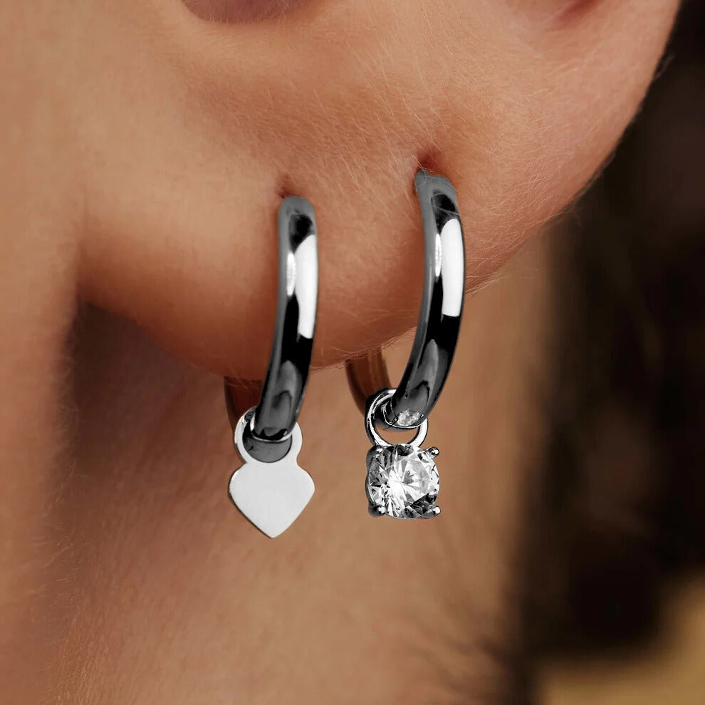 Larmes de Lune Stone Hoop Earrings | White Gold 14k