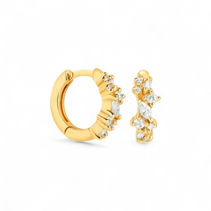 Crystal Cluster Huggies | Gold 18k