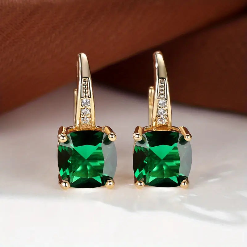 Mystic Sapphire Stone Hoop Earrings | Gold 18k