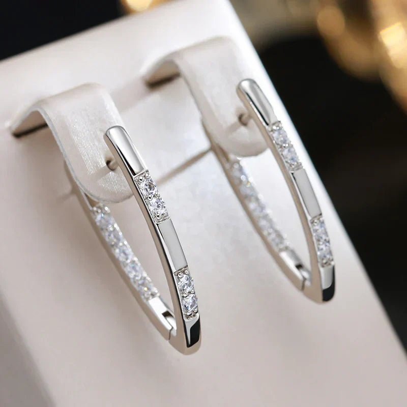 Exquisite Zirconia Earrings | White Gold 16k