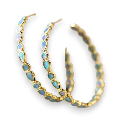 Antique Golden Circle Opal Earrings