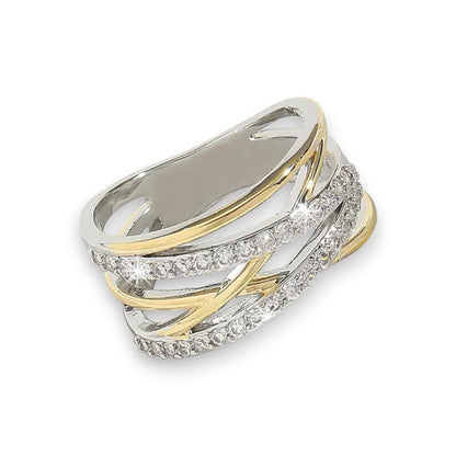 SilverGold Radiance Zirconia Ring | Mixed Gold 18k