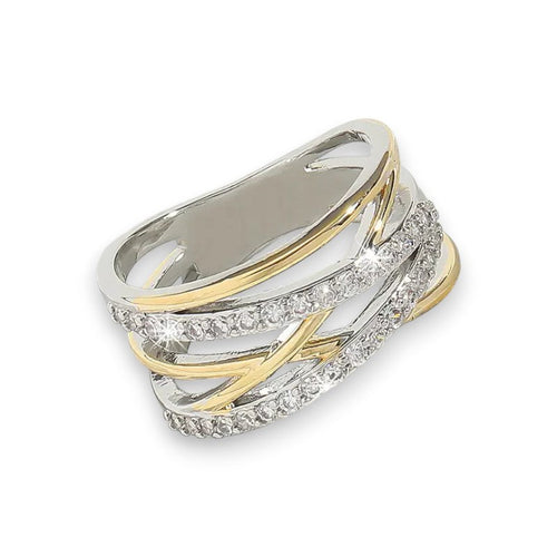 SilverGold Radiance Zirconia Ring | Mixed Gold 18k