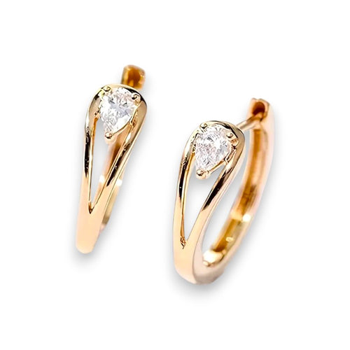 Exquisite Zirconia Golden Drop Earrings | Gold 18k