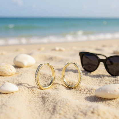 Sorel Pave Earrings | Gold 14k