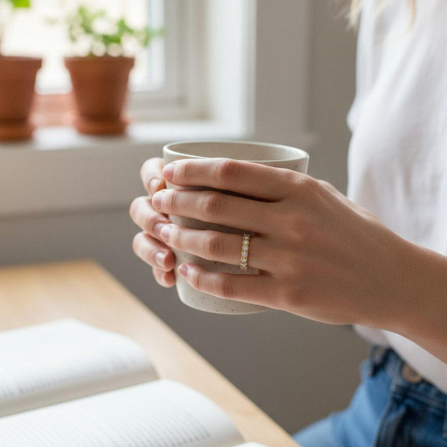 Moissanite Wedding Band | Gold 18K