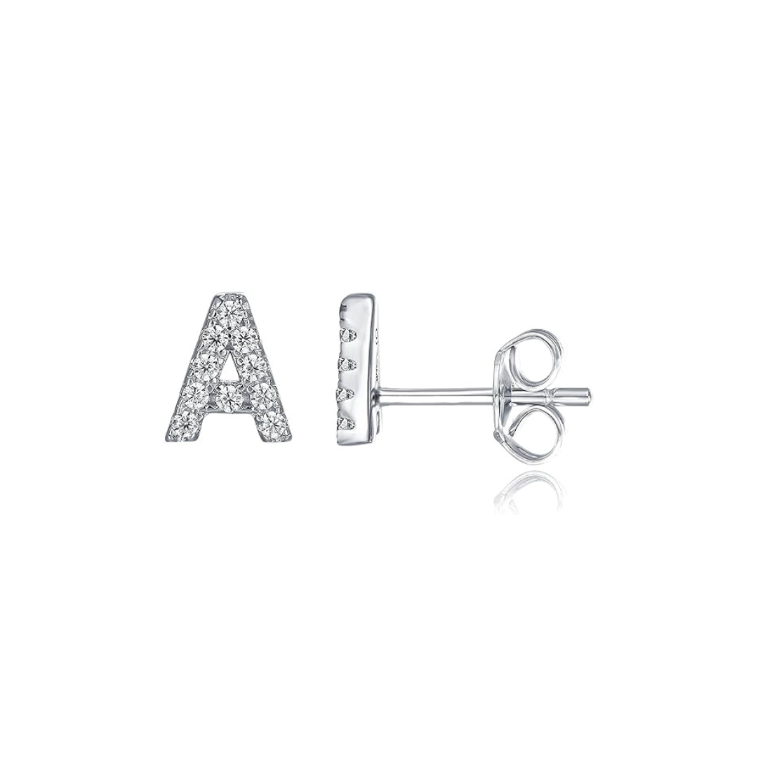 Initial Earring 1pc | White Gold 16k